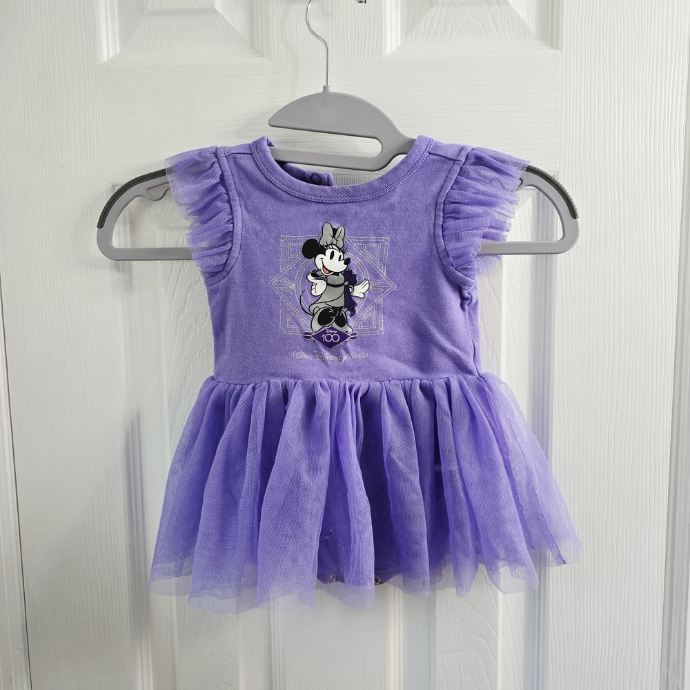Disney Lavender Minnie Mouse Onesie With Skirt - EUC